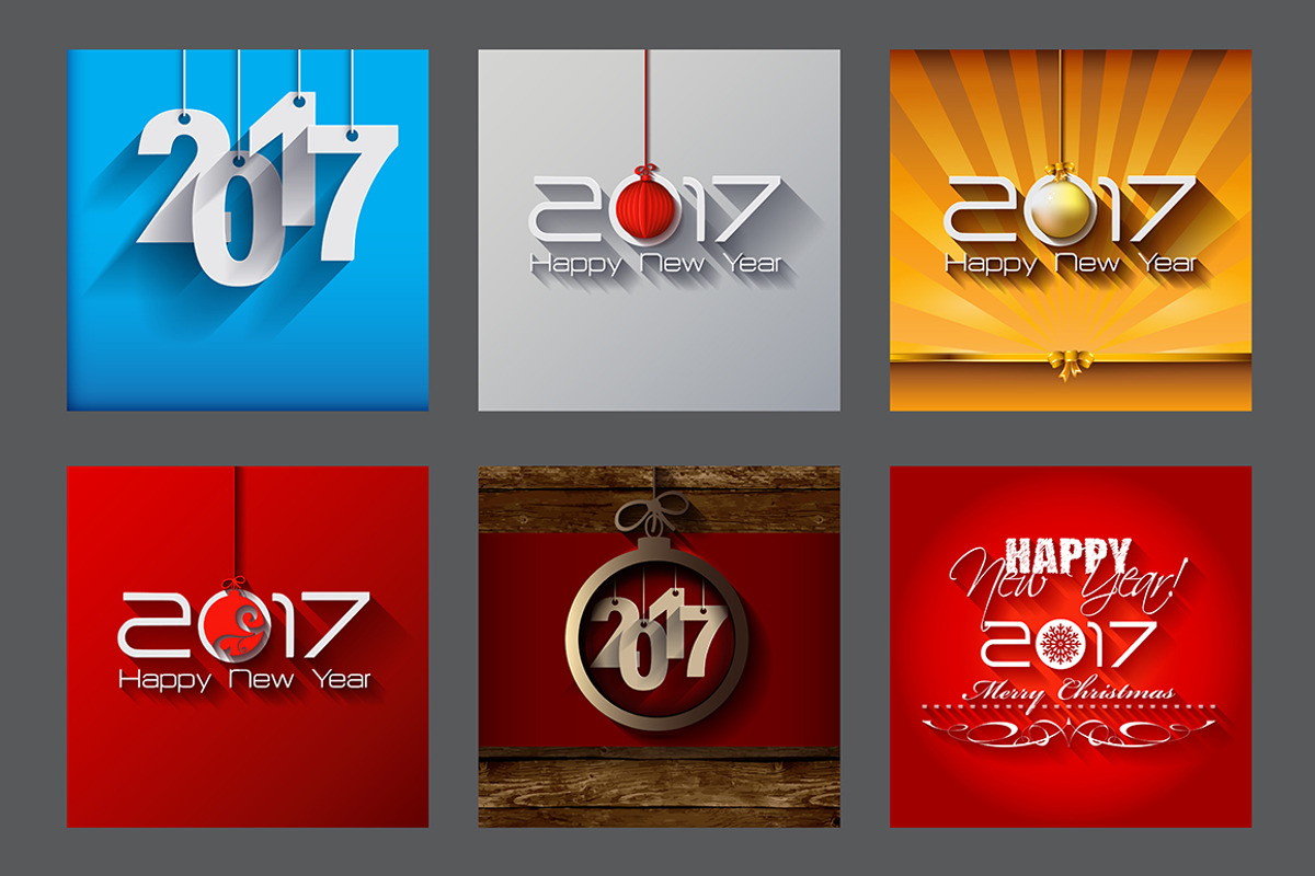 2017 Happy New Year Greeting Cars, a Background Graphic by GalaStudio (Photo 10 of 10)