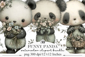 Mothers Day Funny Panda Clipart, an Illustration by Designking