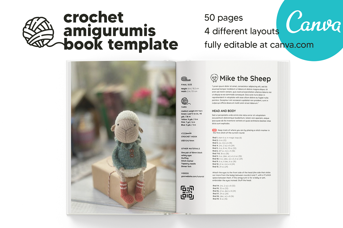 Canva Crochet Amigurumi Book Templat, a Magazine Template by DeLaGranSiete (Photo 3 of 8)