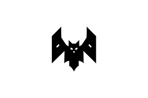 Geometric Bat Silhouette, an Animal Illustration by Vectorium Studio