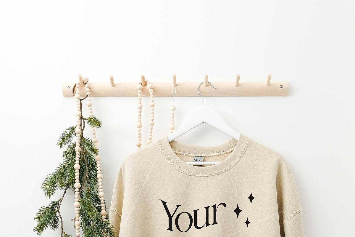 Sand Gildan 18000 Xmas Mockup x3, a Shirt Mockup by Uncommon Mockups (Photo 2 of 6)