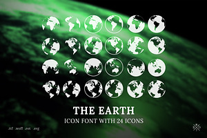 The Earth - Icon Font With 24 Icons