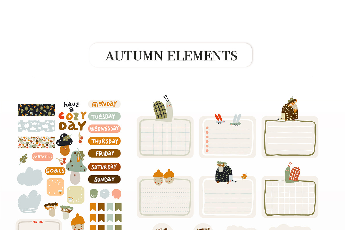 Cozy autumn clipart set, an Animal Illustration by elena.sevrina (Photo 2 of 10)