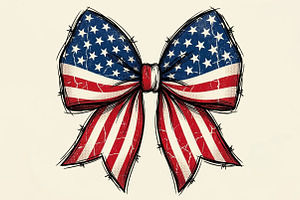 Retro USA Flag Bow PNG, a Seasonal Illustration by Sublimation Artist