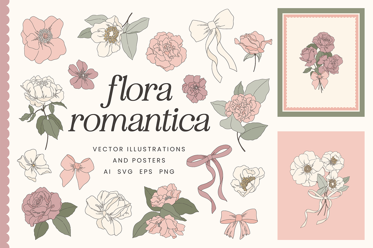 Romantic Floral Vector Illustrations, a Decorative Illustration by Emma Webb Studio (Photo 1 of 9)