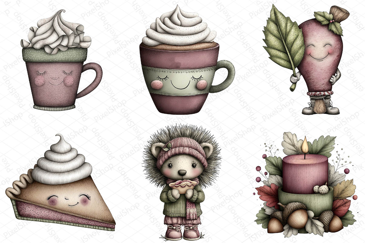 Whimsical Thanksgiving Clipart Bundl, an Illustration by DreamPrint404 (Photo 2 of 7)