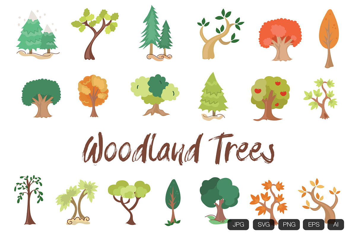 19 Woodland Trees, an Object Graphic by vintagio