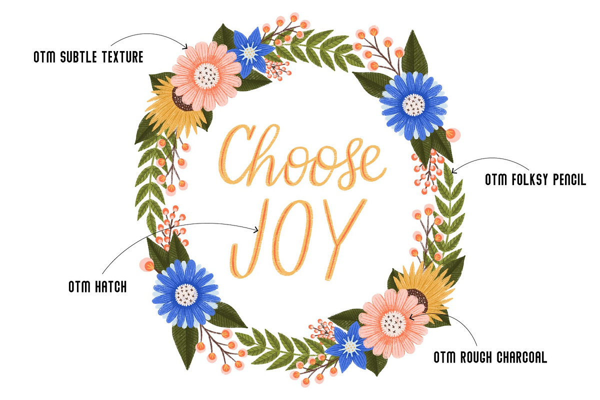 Folksy Textured Procreate Brushes 2, a Brush Add-On by On the Mark Designs (Photo 5 of 8)