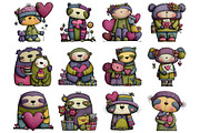 Valentine's Whimsical Sloth Clipart, a Graphic by CitraGraphics (Thumbnail 2 of 4)