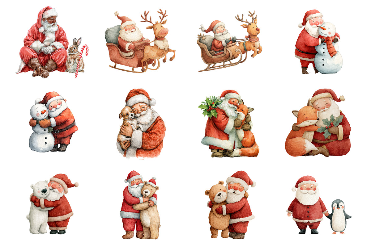Christmas Santa and Friends Clipart, an Illustration by Design Market (Photo 3 of 3)