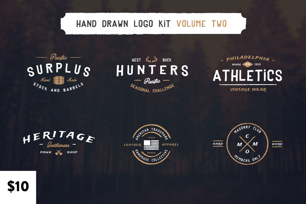 Vintage Hand Drawn Logos: Volume Two, a Branding & Logo Template by Hustle Supply Co. (Photo 1 of 5)