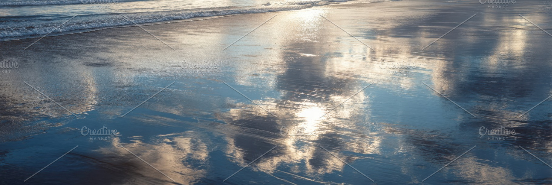 Wet Sand with Sky Reflections, a Nature Photo by Virgo Studio