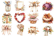 Peach Colored Autumn Clipart, an Illustration by Watercolor design (Thumbnail 2 of 5)