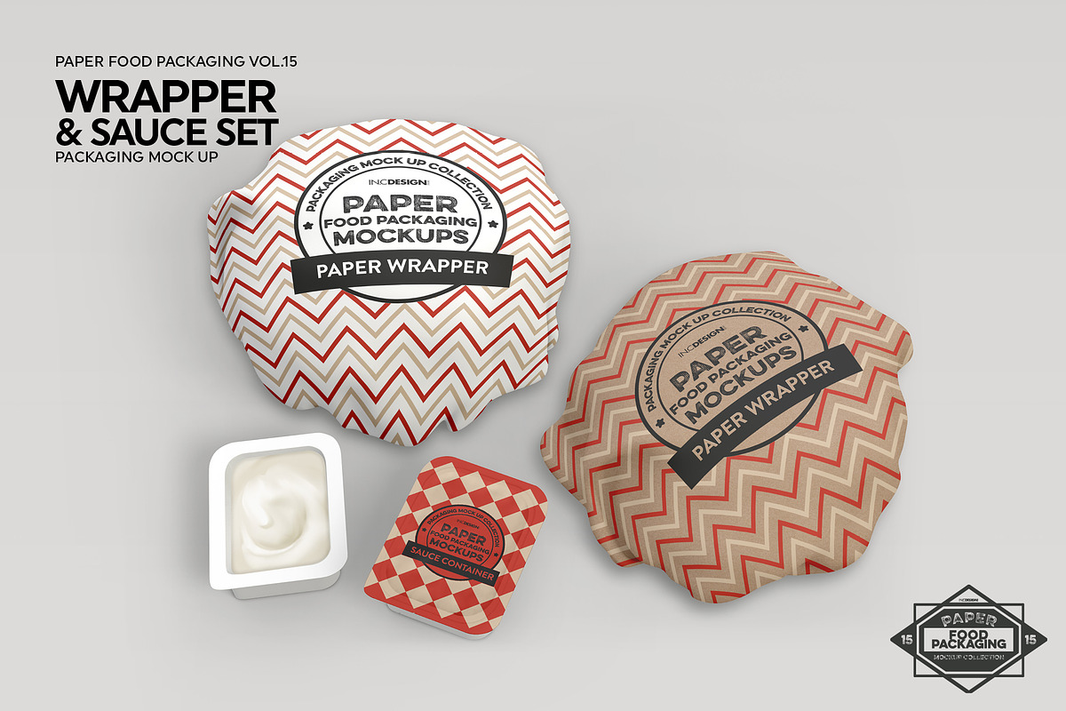 Wrapper and Sauce Set Mockup, a Packaging Mockup by INCDesign (Photo 5 of 7)