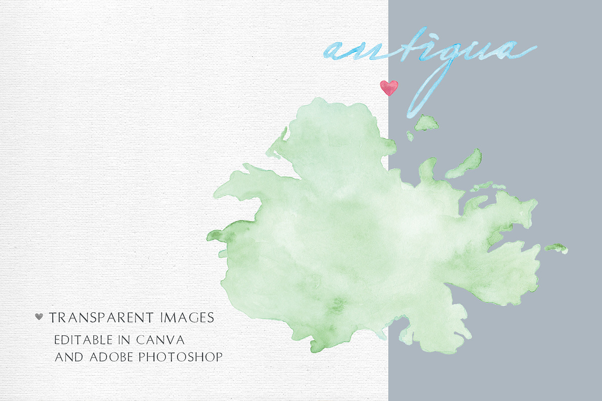 Watercolor Map of Antigua, an Illustration by Beloved Paper (Photo 4 of 6)