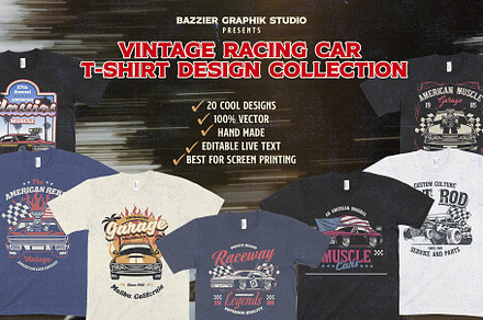 Racing Car T-shirt Design Collection, an Object Graphic by bazzier_graphik