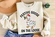 Festive Goose on the Loose PNG, a Seasonal Illustration by DreamCafeArt (Thumbnail 1 of 6)