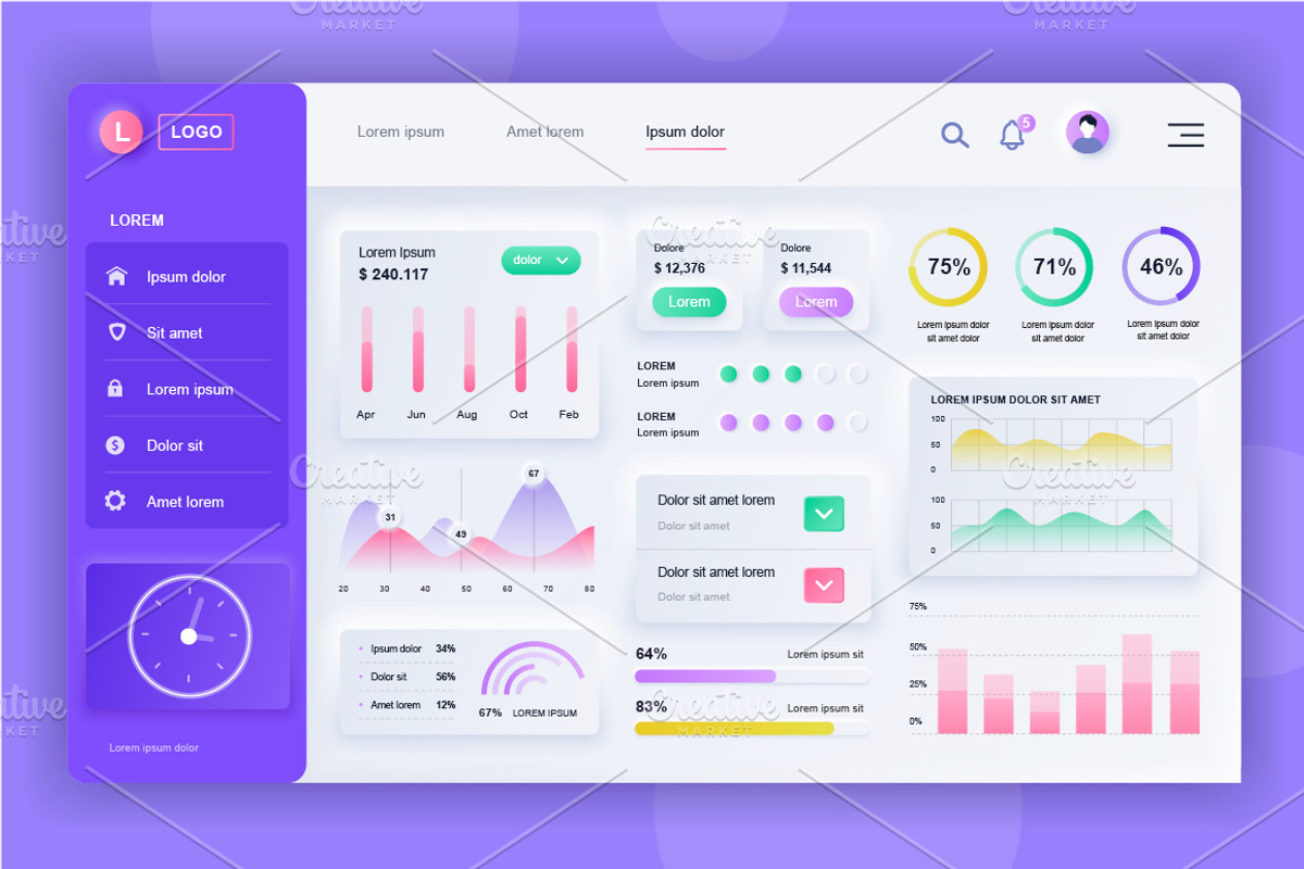 Neumorphic UI Dashboard Admin Panel, a Templates & Theme by alexdndz (Photo 18 of 21)