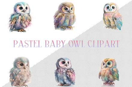 Pastel baby Owls Clipart