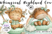 Whimsical Pool Day Highland Cow, an Animal Illustration by CreationArt (Thumbnail 1 of 7)