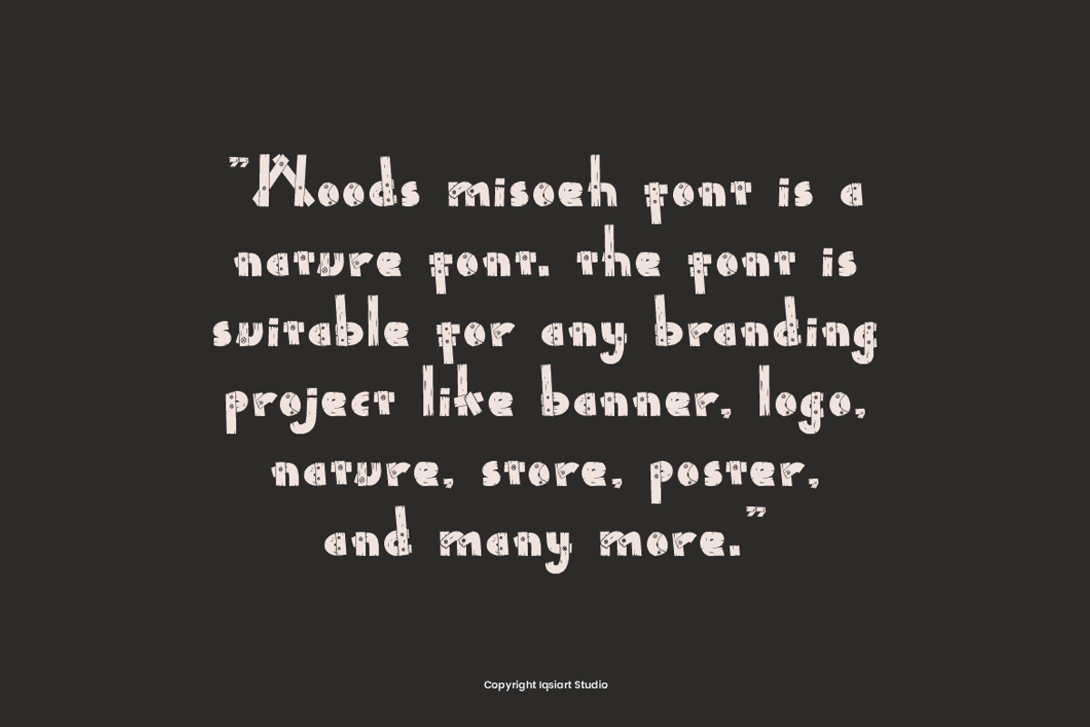 Woods Misoeh - Nature Font, a Sans Serif Font by Iqsiart Studio (Photo 4 of 7)