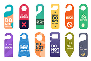Do not disturb tags. Hotel door, an Illustration by Valerie Bodnar