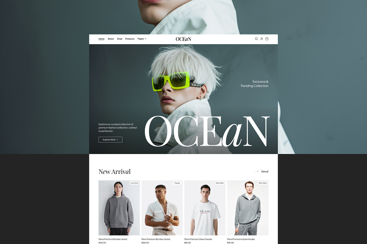 Ocean E-commerce Website, an UI Kit Template by Ahmed Rubel (Photo 3 of 8)