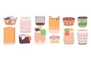 Cartoon baskets for laundry. Empty, an Object Illustration by LadadikArt