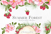 Forest Floral Clipart with Raspberry, an Illustration by WatercolorWind (Thumbnail 1 of 14)