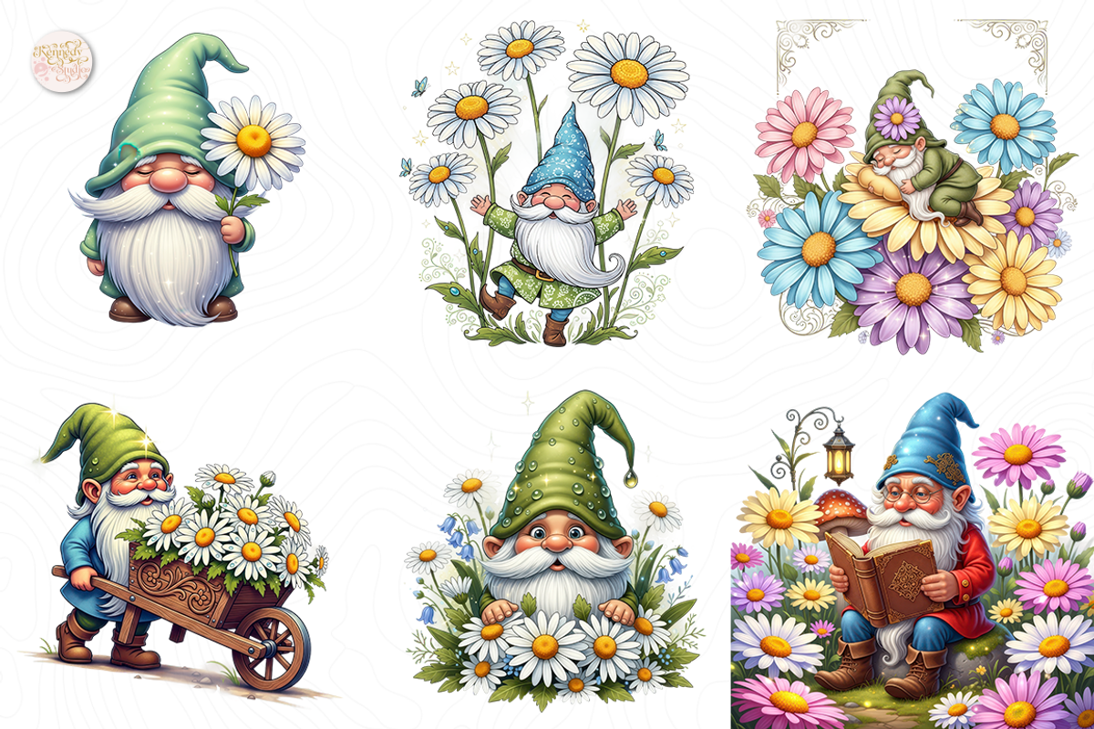 Spring Gnome and Daisy PNG Clipart., a Person Illustration by KennedyStudio (Photo 3 of 5)