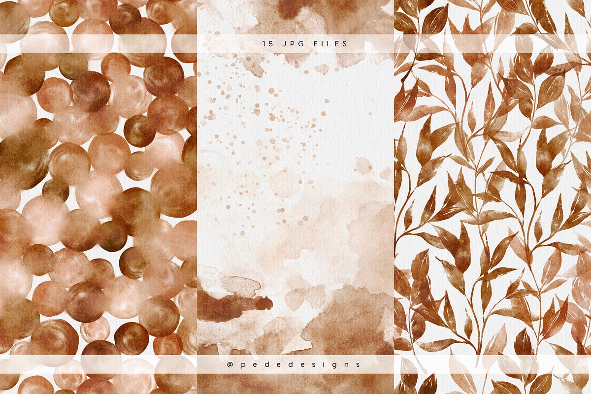 Autumn Watercolor Digital Papers, a Pattern Graphic by PeDe Designs