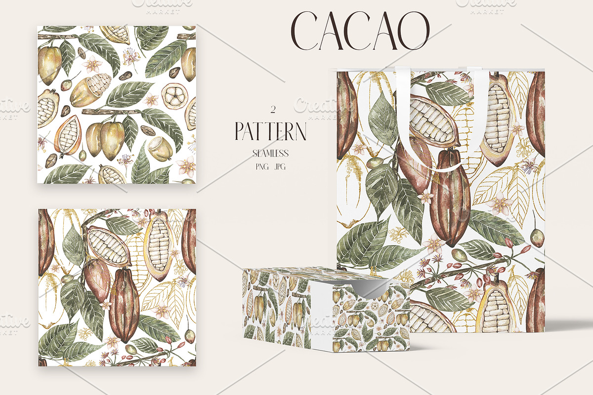 Watercolor Cacao Beans, a Food Illustration by MayaNavits (Photo 5 of 13)