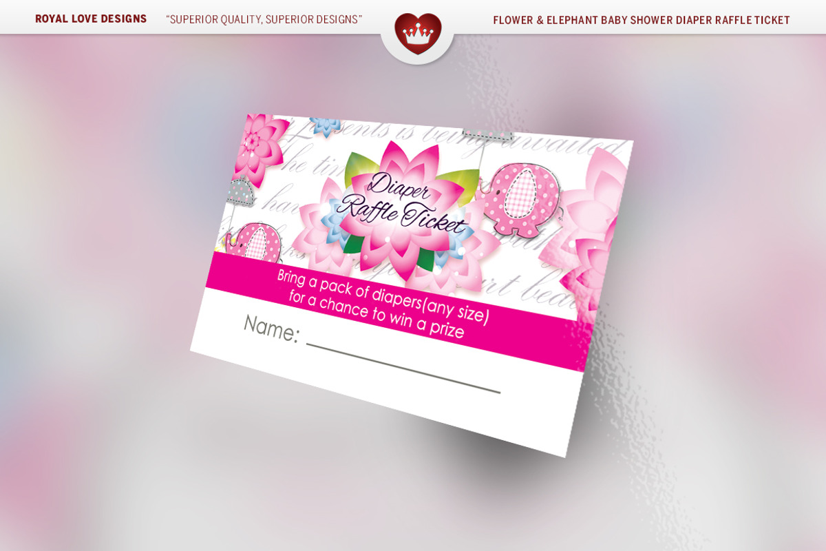 Flower & Elephant Baby Shower Set, an Invitation Template by Royallove (Photo 4 of 4)
