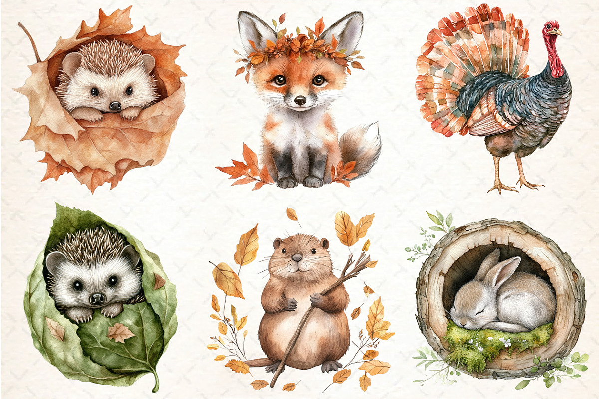 Autumn Forest Animal Set, an Illustration by DreamCafeArt (Photo 3 of 7)
