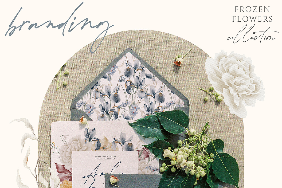 Frozen Flowers Watercolor Collection, a Texture Illustration by Julia Dreams (Photo 2 of 8)