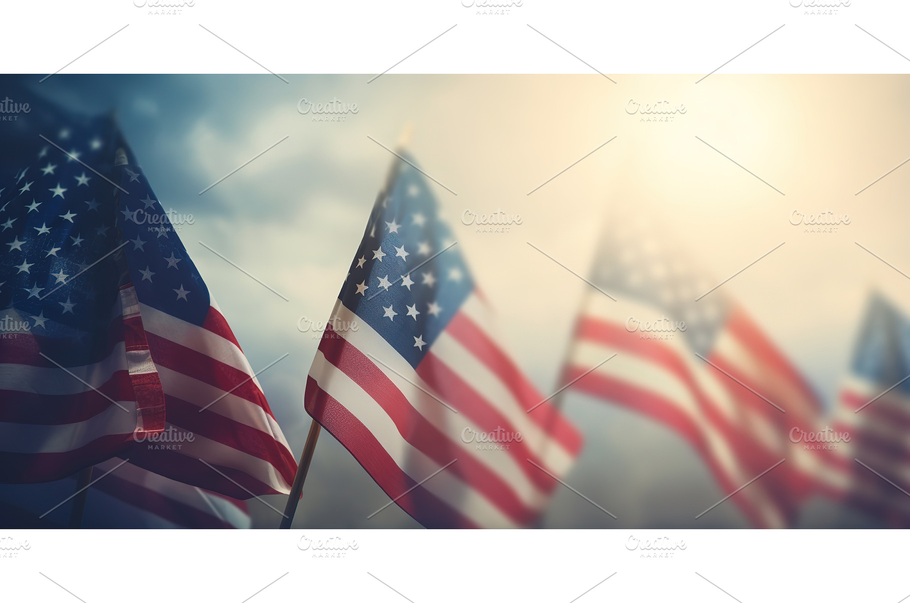 American flags on a background of, a Holiday Photo by ZinetroN