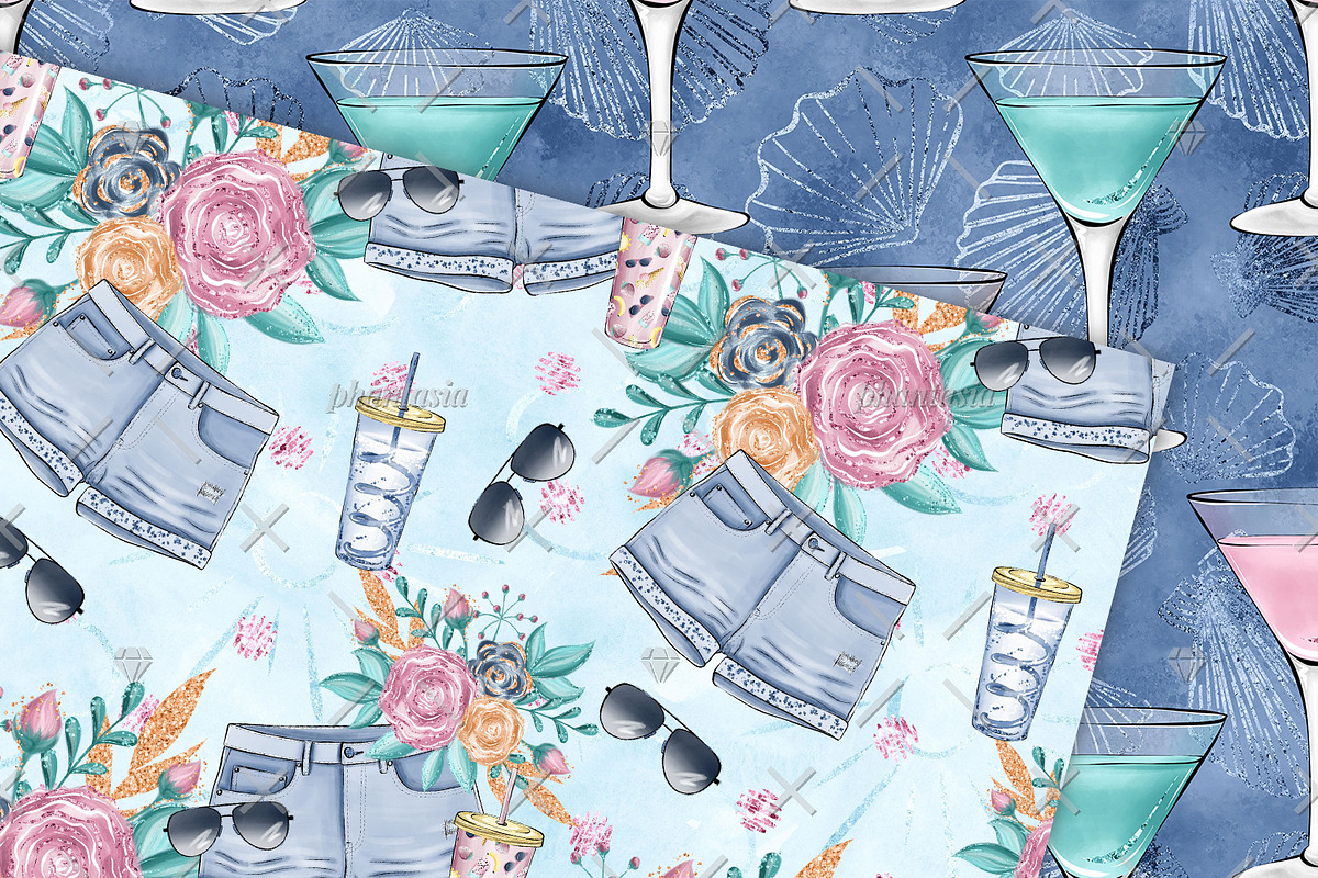 Poolside Digital Papers, a Pattern Graphic by Phantasia Design (Photo 5 of 7)