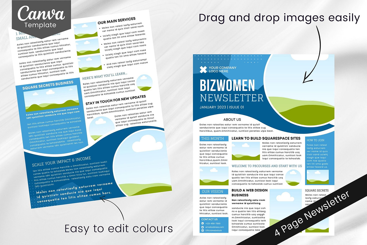 Business Women Canva Newsletter Layout preview 3