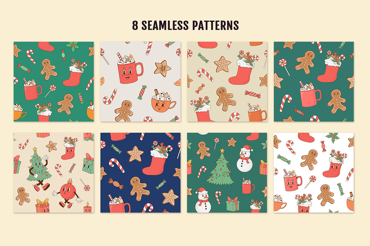 Retro Christmas Cartoon Characters, a Seasonal Illustration by Nadezhda Mikhailova (Photo 8 of 14)