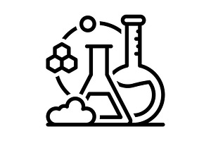 Chemistry experiments black icon, an Outline Icon by Creative priyanka