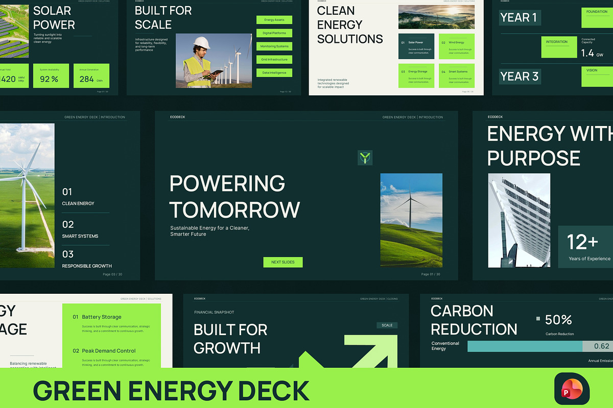 Green Energy Deck PowerPoint, a Presentation Template by New Coral Design (Photo 1 of 10)