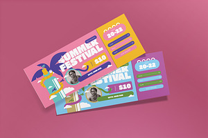 Blue Flat Design Summer Fest Ticket