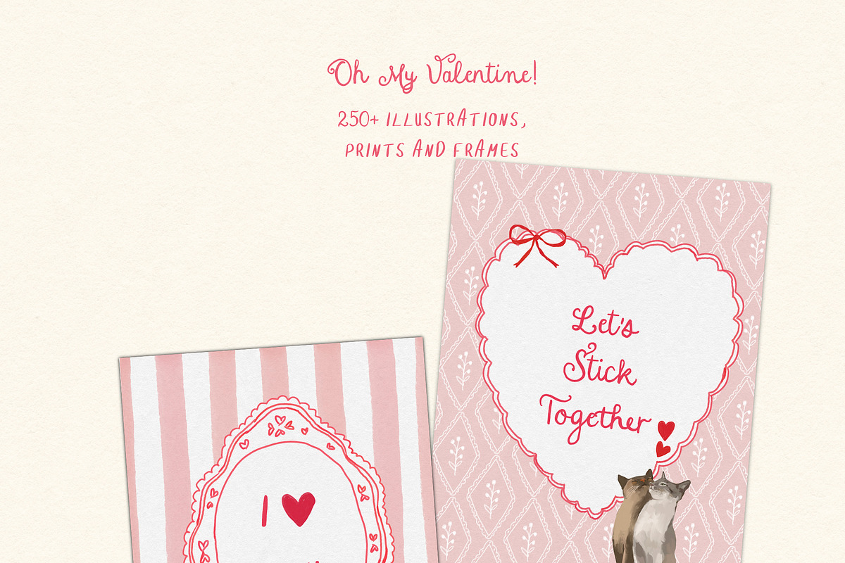Valentine's Day Frames Cards Clipart, a Decorative Illustration by whiteheartdesign (Photo 14 of 23)