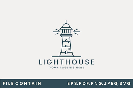 lighthouse logo line art vector