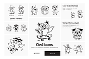 Owl Icon Set, a Solid Icon by Prosymbols (Thumbnail 4 of 6)