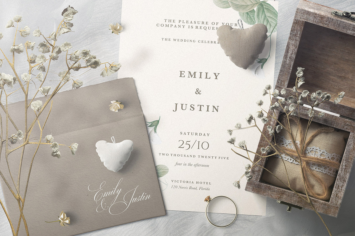 40 Minimalist Floral Wedding Cards, an Invitation Template by EvitePapery (Photo 2 of 9)