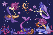 Watercolor beautiful mermaid clipart, an Animal Illustration by Fresh art by Larysa (Thumbnail 6 of 6)