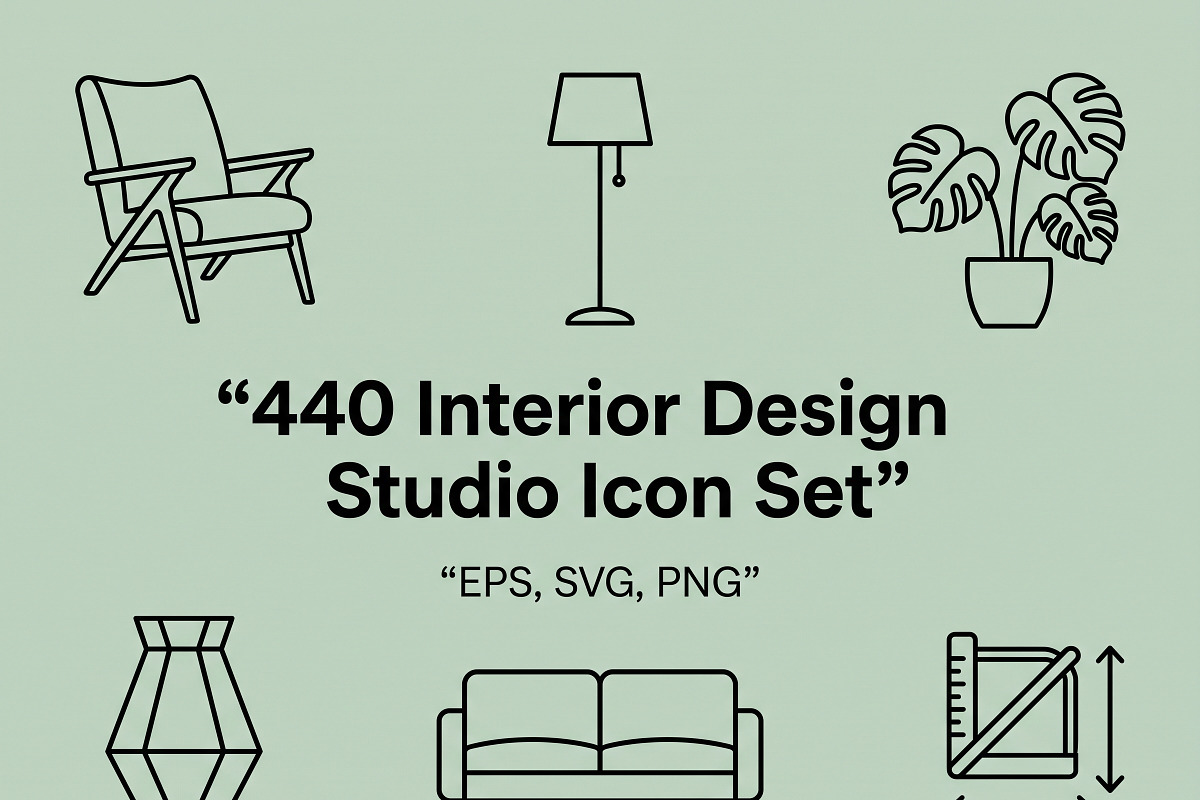 Interior Design Studio Icon Set, an Outline Icon by adenpinkstore (Photo 1 of 12)