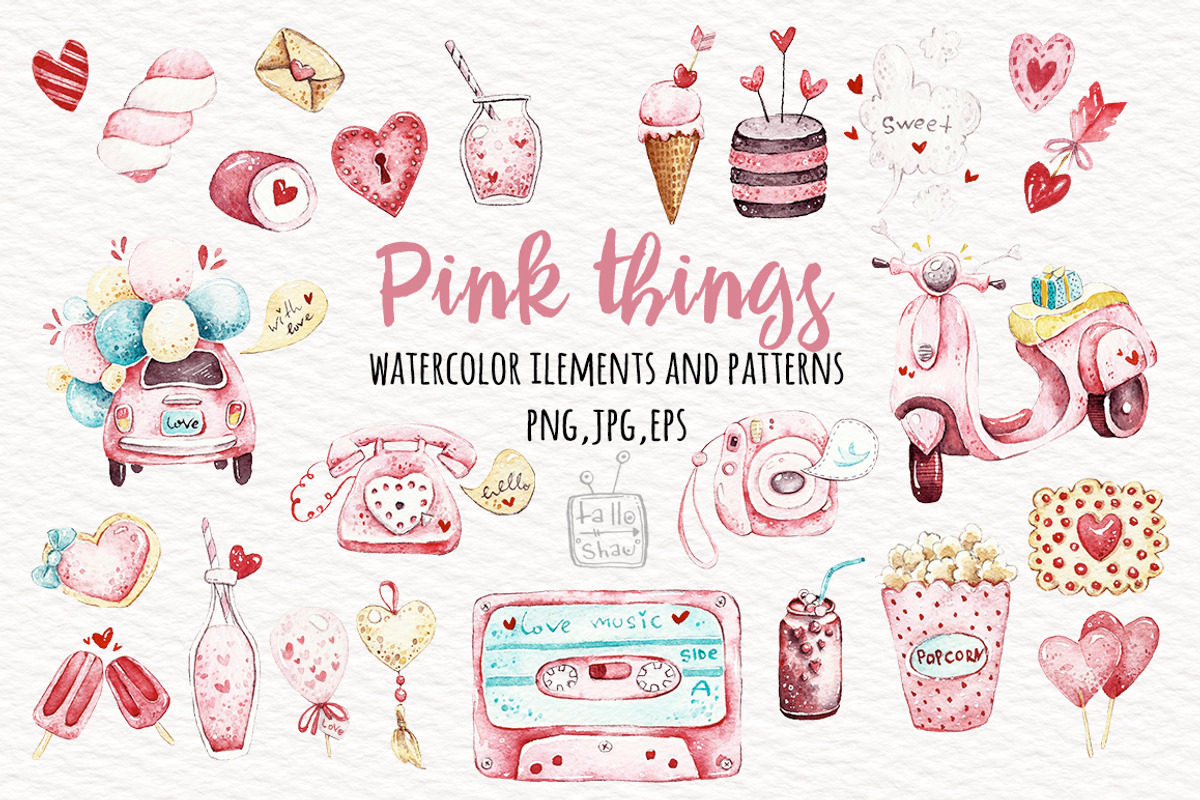Watercolor Pink Things, a Texture Illustration by talloshau's illustrations (Photo 1 of 5)