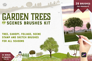 Garden Trees Scenes Procreate Kit